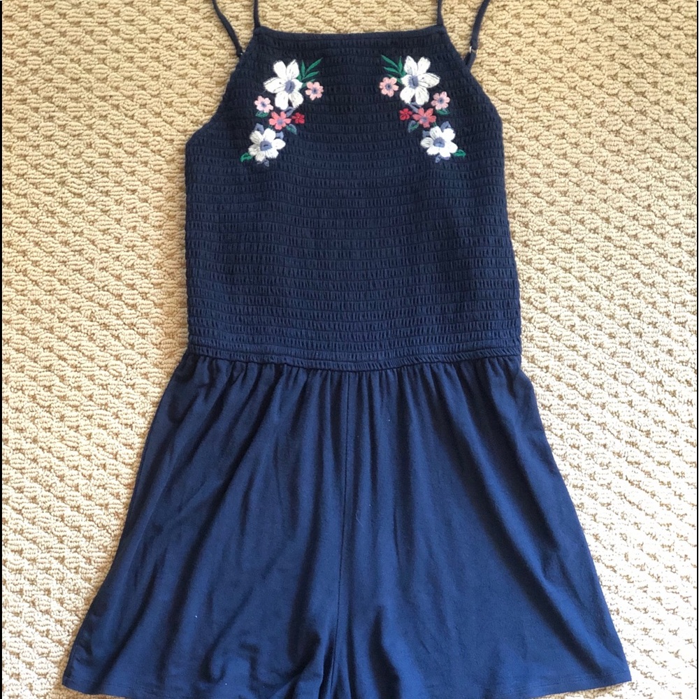 Hollister blue romper! Floral design. Size S!